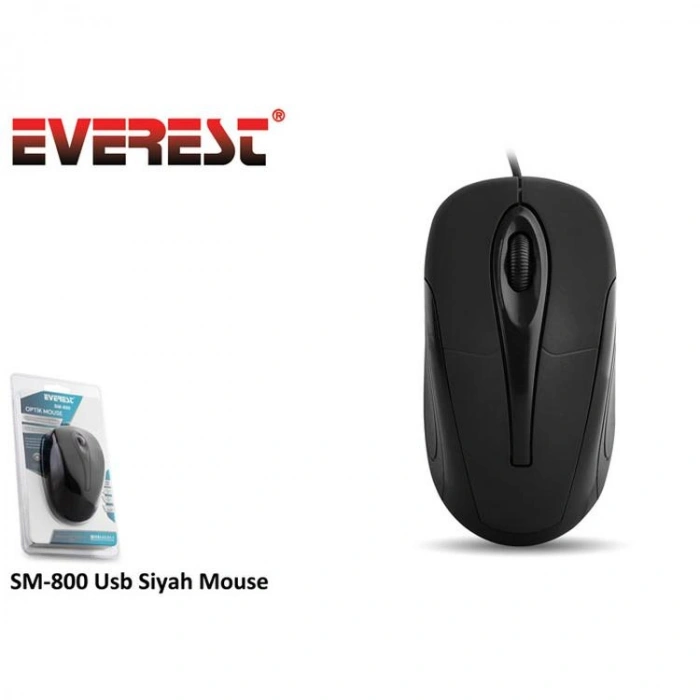 EVEREST SM-800 USB KABLOLU OPTİK MOUSE SİYAH