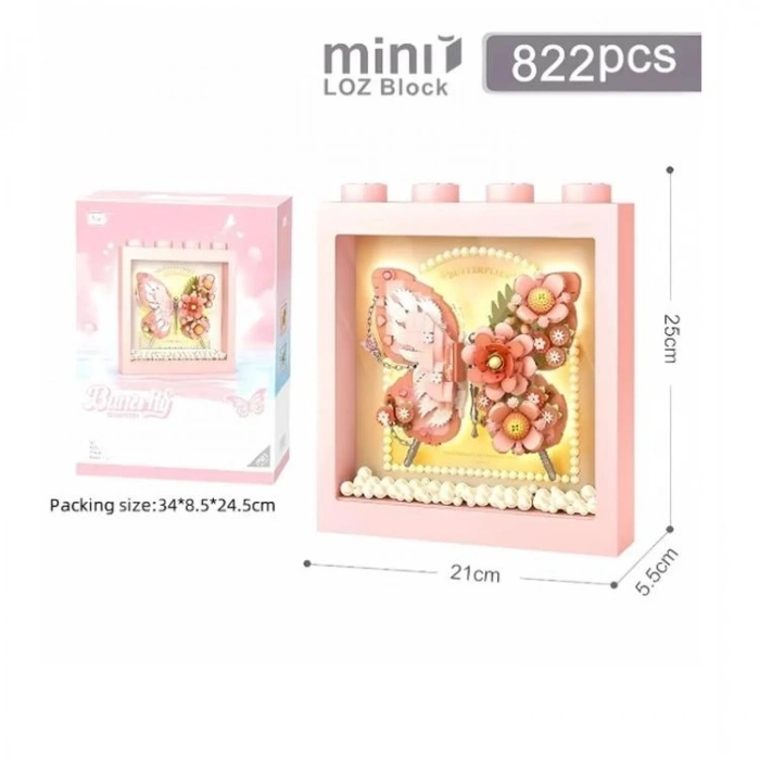 VAGONLIFE LOZ 1960 PEMBE KELEBEK ÇERÇEVE 822 PARÇA BLOCK OYUNCAK 6+