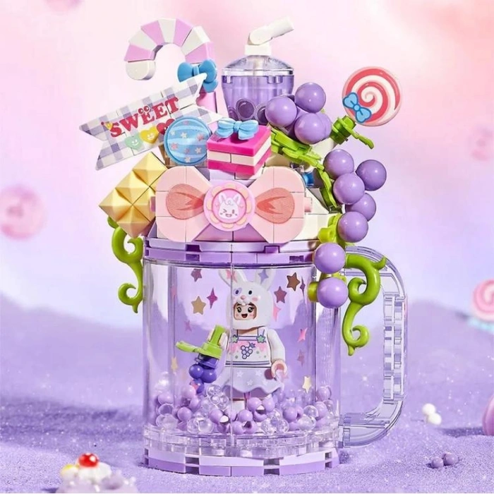 VAGONLIFE LOZ 4203 MOR TAVŞAN DONDURMA KUPASI 258 PARÇA BLOCK OYUNCAK 6+