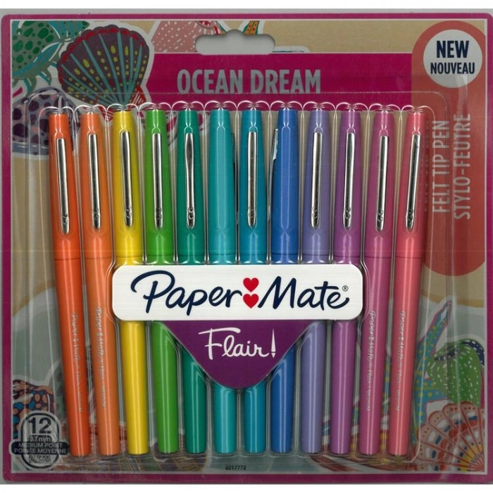PAPER MATE  2217772 FLAIR OCEAN DREAM 0.7mm M UÇ KEÇELİ KALEM SETİ 12Lİ TEK BLİSTER