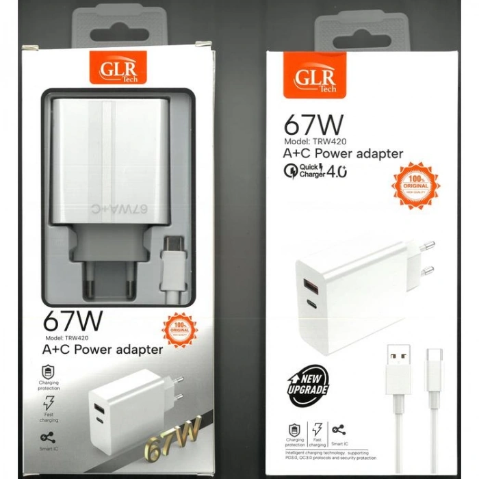 GLRTECH TRW420 A+C  POWER ADAPTER 67W BEYAZ ŞARJ CİHAZI