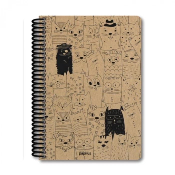 PAPİRÜS  KRAFT SERT KAPAK SPİRALLİ 19X27 80YP. ÇİZGİSİZ (DÜZ) DEFTER