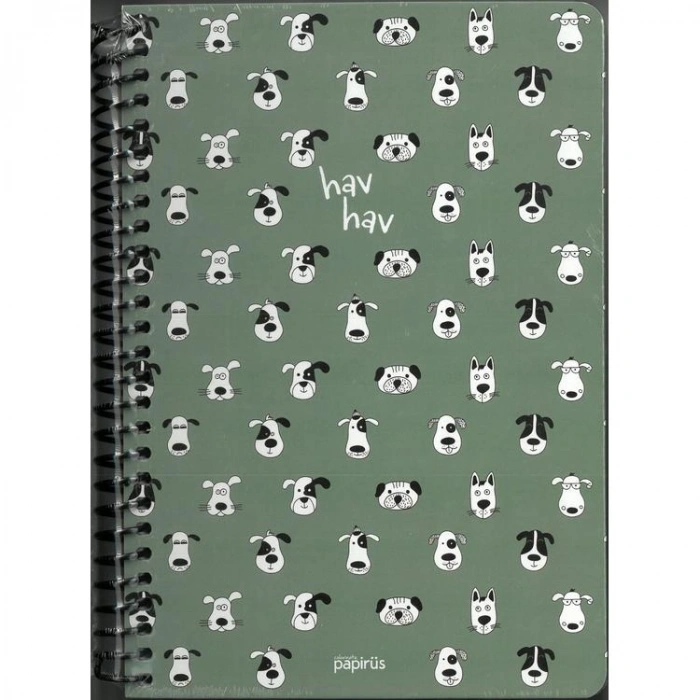 PAPİRÜS MİYAV/HAV HAV MIX SERT KAPAK SPİRALLİ 14X19 120YP. KARELİ DEFTER - TEKLİ