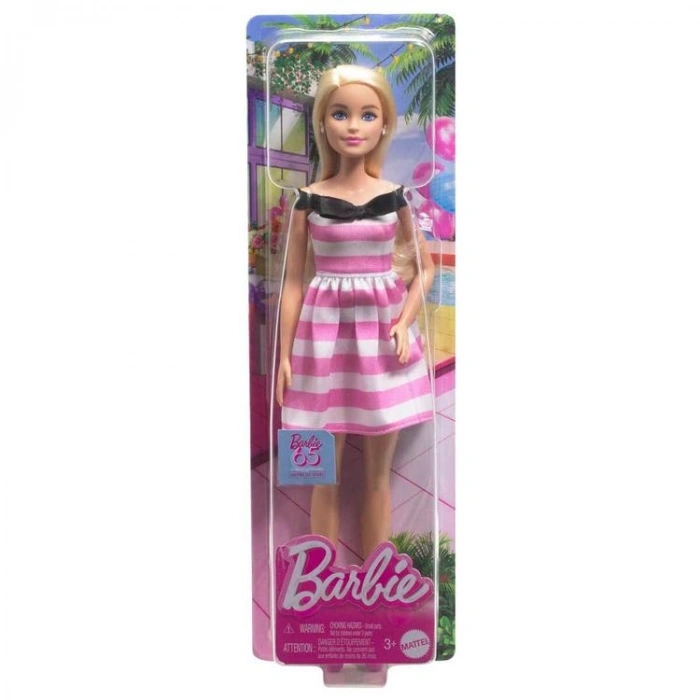 MATTEL HTH66 BARBIE 65. YIL ÖZEL PEMBE ELBİSELİ BEBEK 3+
