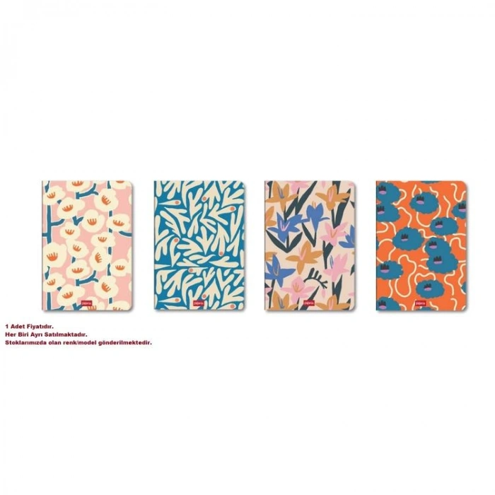 PAPİRÜS ÇİÇEK SERT KAPAK CİLTLİ 16X23 96YP. KARELİ DEFTER - TEKLİ