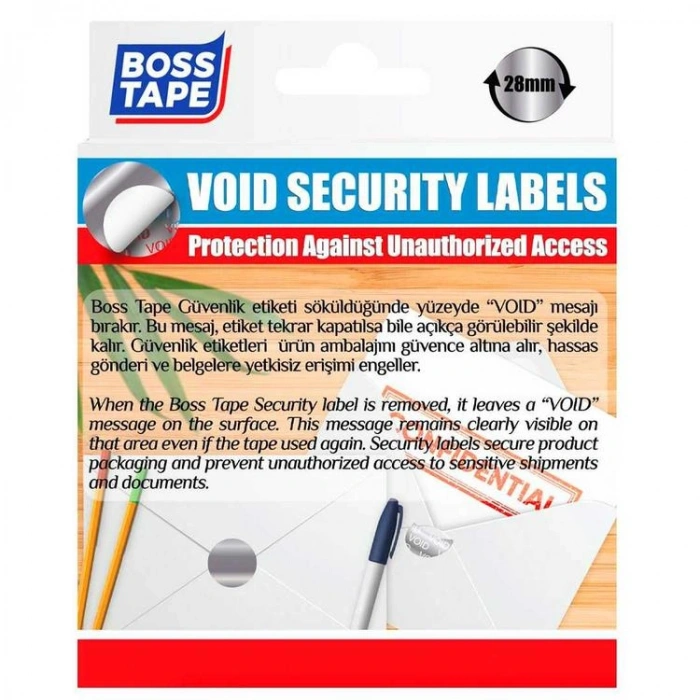 BOSS TAPE 28 MM GÜVENLİK ETİKETİ BANTI 90 LI KUTULU