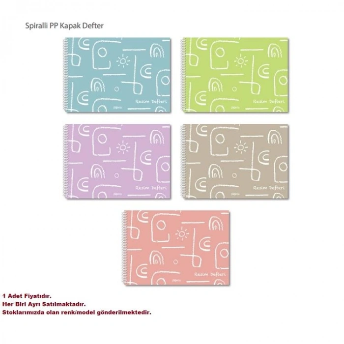 PAPİRÜS  PP. KAPAK SPİRALLİ 24X34cm 30YP. RESİM DEFTERİ - TEKLİ