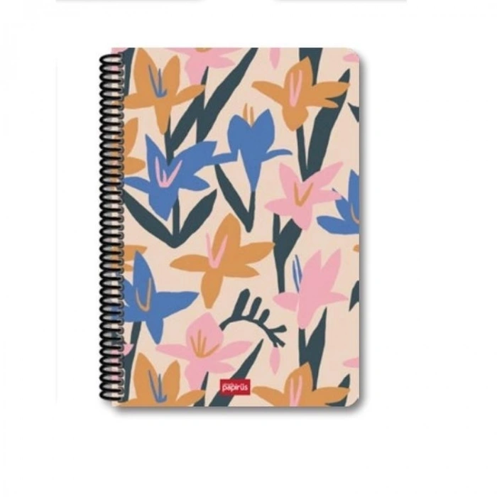 PAPİRÜS ÇİÇEK SERT KAPAK SPİRALLİ 16X23 100YP. ÇİZGİLİ DEFTER - TEKLİ