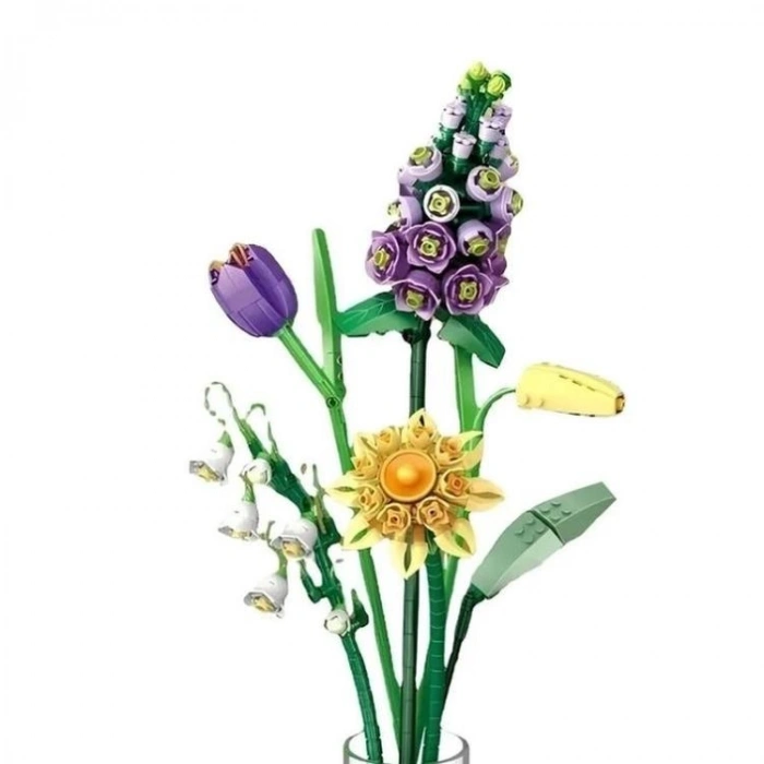 VAGONLIFE LOZ 1672 EBEDİ ÇİÇEKLER SERİSİ -  LALE ZAMBAK YAPRAKLAR 534 PARÇA BLOCK OYUNCAK 3+