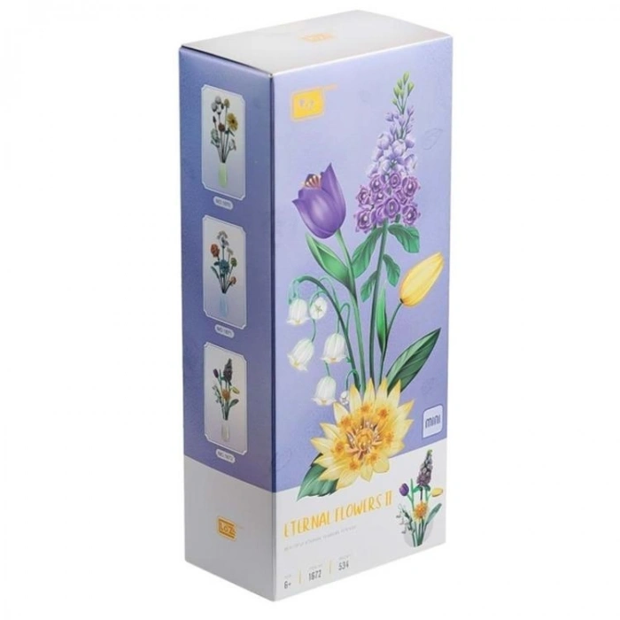 VAGONLIFE LOZ 1672 EBEDİ ÇİÇEKLER SERİSİ -  LALE ZAMBAK YAPRAKLAR 534 PARÇA BLOCK OYUNCAK 3+