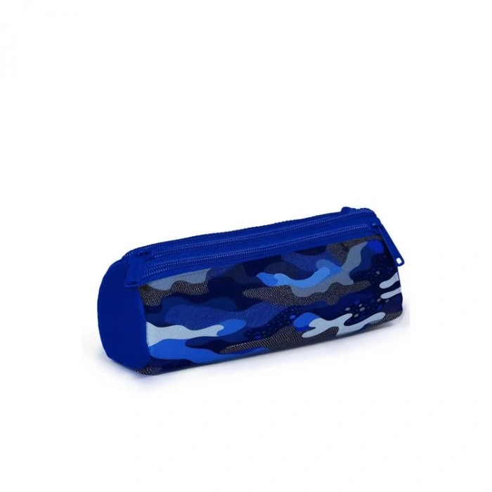 CORAL HIGH 11189 KIDS LACİVERT SAKS KAMUFLAJ DESENLİ ÜÇ BÖLMELİ KALEM ÇANTASI