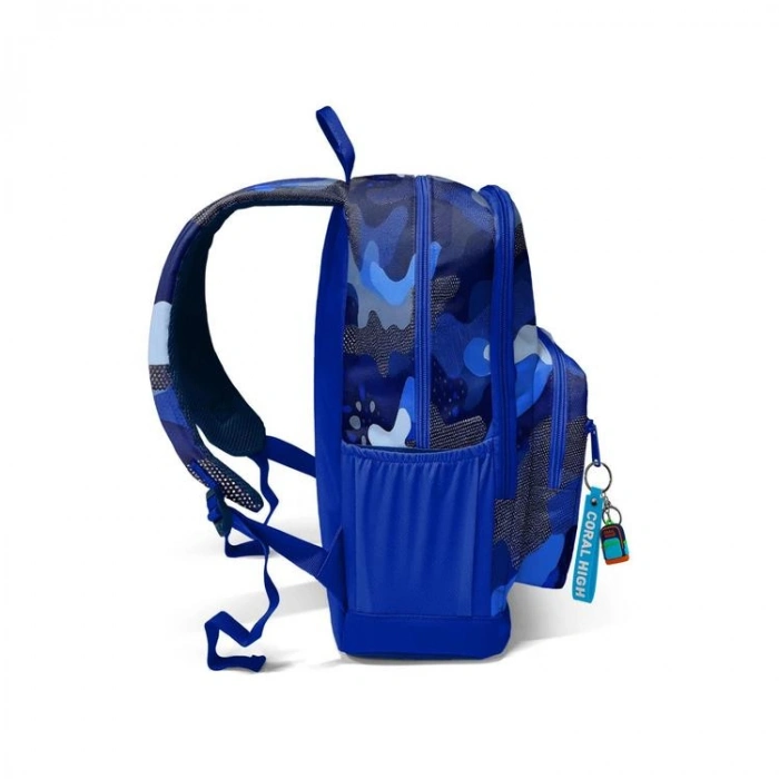 CORAL HIGH 23689 LACİVERT SAKS KAMUFLAJ DESENLİ DÖRT BÖLMELİ SIRT ÇANTASI