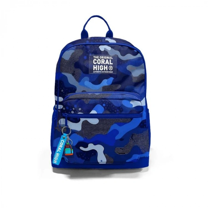 CORAL HIGH 23689 LACİVERT SAKS KAMUFLAJ DESENLİ DÖRT BÖLMELİ SIRT ÇANTASI