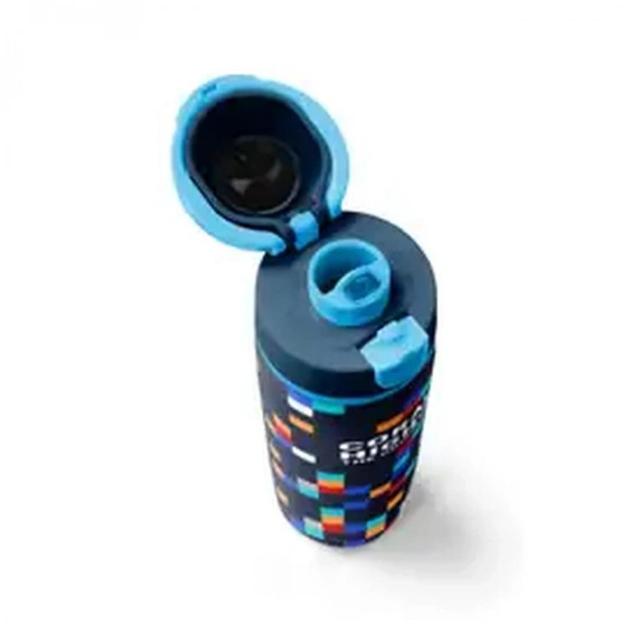 CORAL HIGH 38513 KIDS HIGH LACİVERT GEOMETRİK DESENLİ PİPETLİ VE DİREKT İÇİM ÇELİK TERMOS 800ML