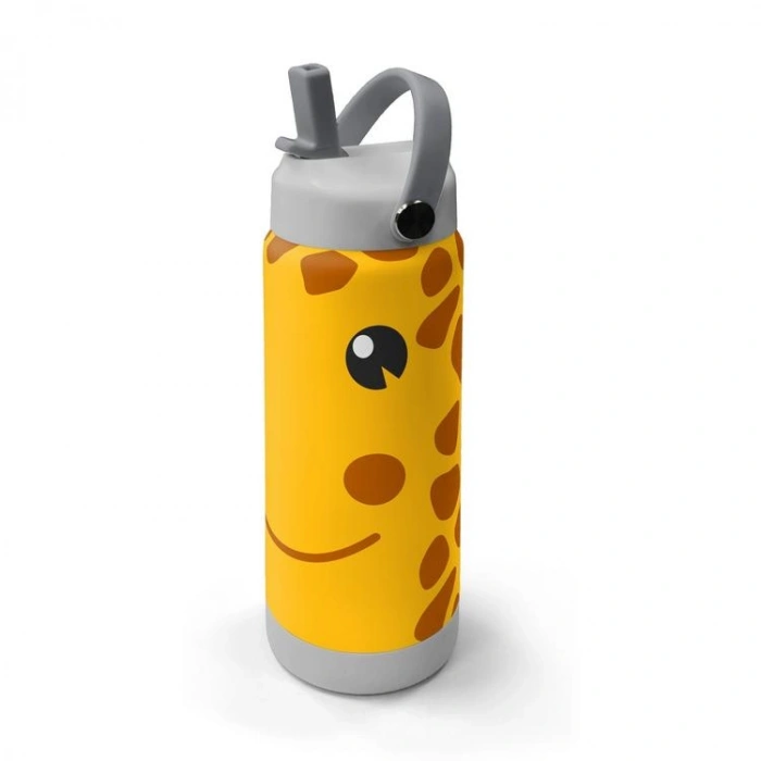 CORAL HIGH 38344 KIDS ZÜRAFA DESENLİ KATLANIR AĞIZLI PİPETLİ ÇELİK TERMOS 650ML