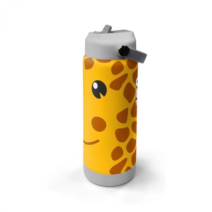 CORAL HIGH 38344 KIDS ZÜRAFA DESENLİ KATLANIR AĞIZLI PİPETLİ ÇELİK TERMOS 650ML
