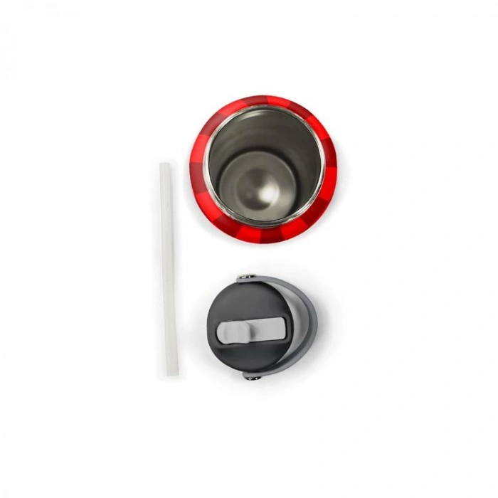 CORAL HIGH 38339 KIDS KIRMIZI ARABA DESENLİ KATLANIR AĞIZLI PİPETLİ ÇELİK TERMOS 650ML