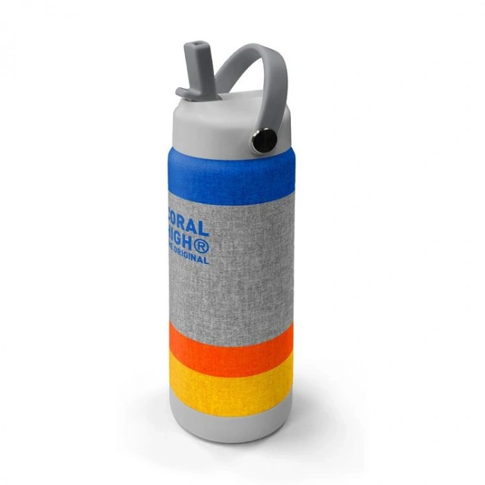 CORAL HIGH 38321 GRİ TURUNCU ÇİZGİLİ DESENLİ KATLANIR AĞIZLI PİPETLİ ÇELİK TERMOS 650ML