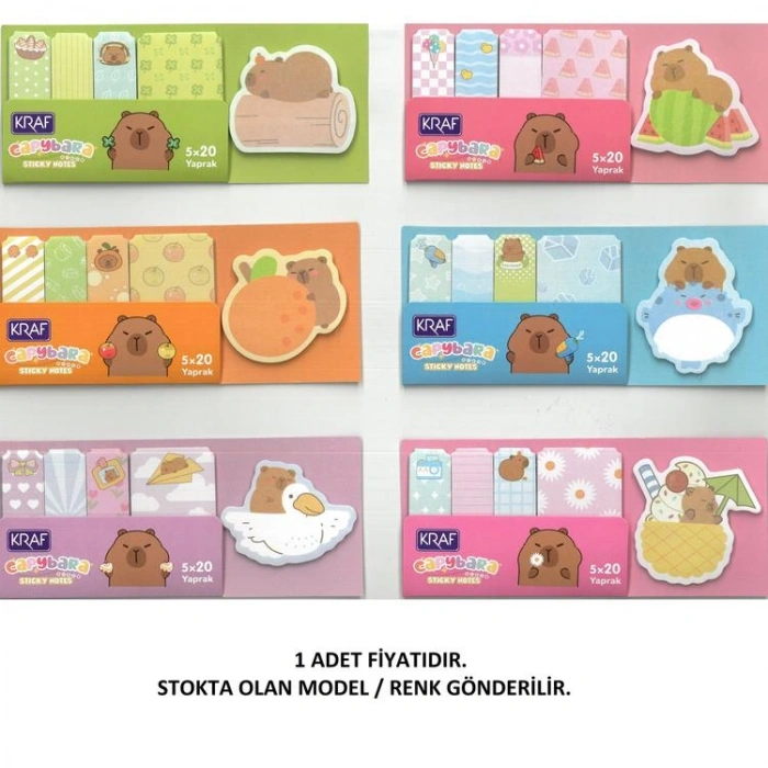KRAF 2217-CB CAPYBARA 5 X 20YP YAPIŞKANLI NOT KAĞIDI SET - TEKLİ