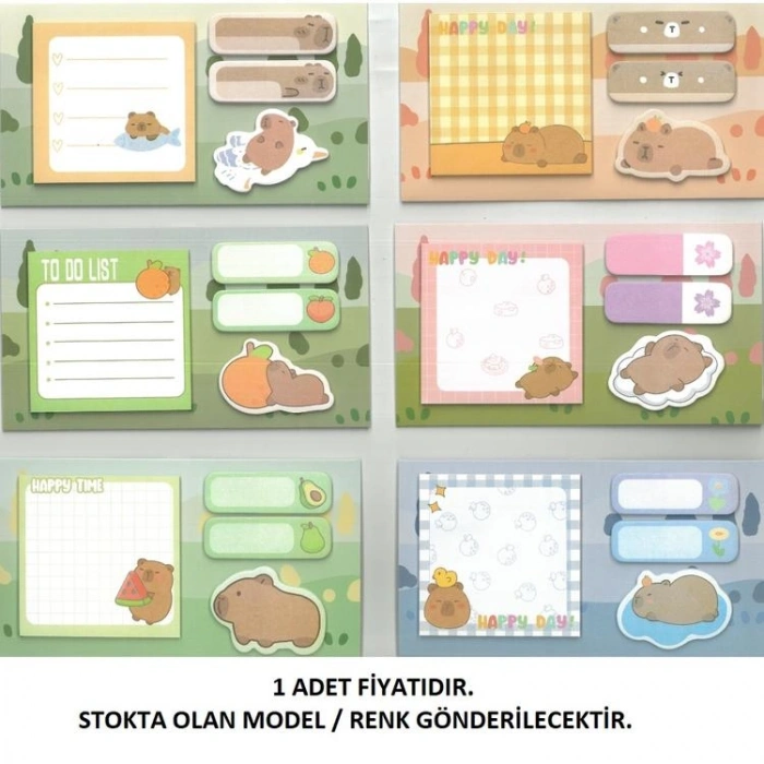 KRAF 2223-CB CAPYBARA 4 X 20YP YAPIŞKANLI NOT KAĞIDI SET - TEKLİ