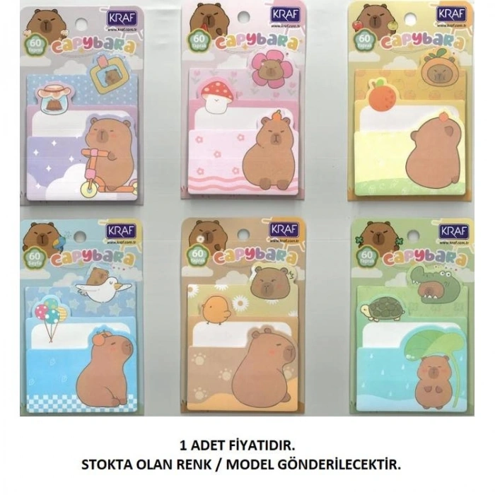 KRAF 2216-CB CAPYBARA 3 X 20YP YAPIŞKANLI NOT KAĞIDI SET - TEKLİ