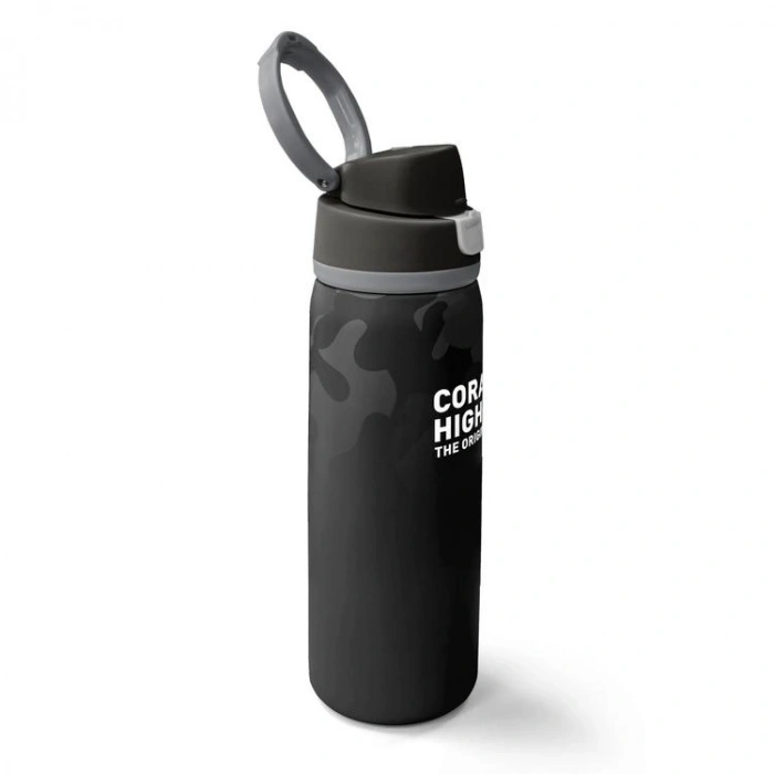 CORAL HIGH 38516 KIDS SİYAH KAMUFLAJ DESENLİ PİPETLİ VE DİREKT İÇİM ÇELİK TERMOS 800ML