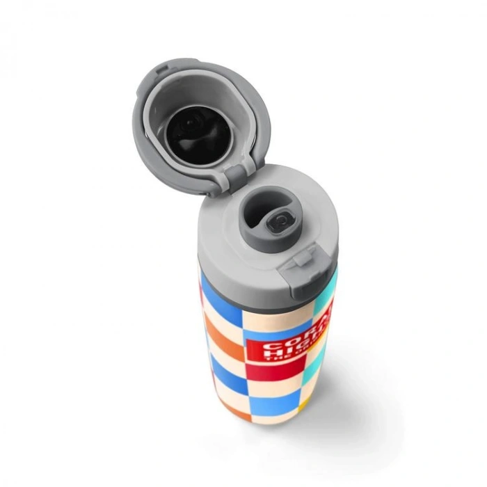 CORAL HIGH 38503 KIDS ÇOK RENKLİ DAMA DESENLİ PİPETLİ VE DİREKT İÇİM ÇELİK TERMOS 800ML