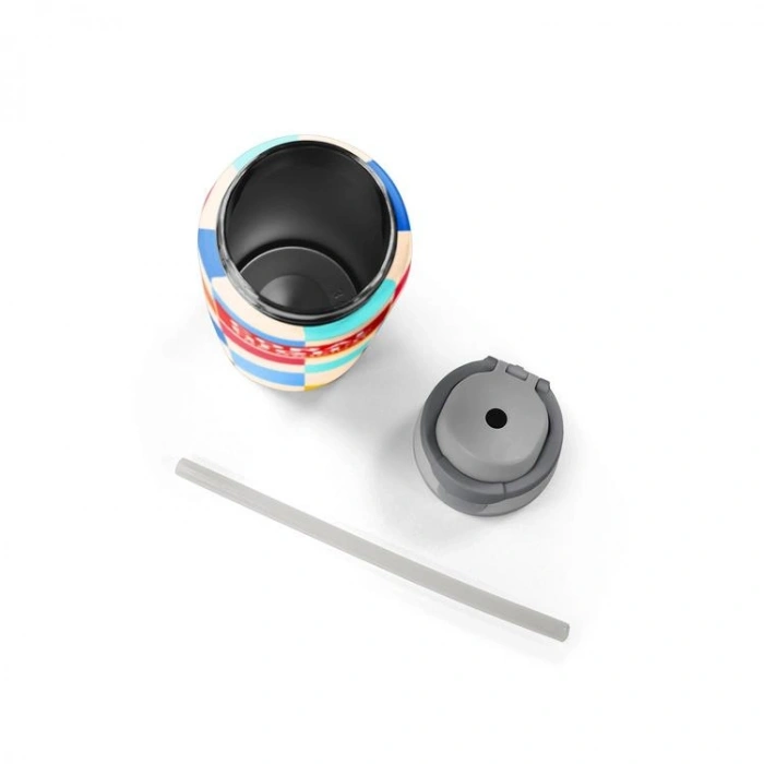 CORAL HIGH 38503 KIDS ÇOK RENKLİ DAMA DESENLİ PİPETLİ VE DİREKT İÇİM ÇELİK TERMOS 800ML