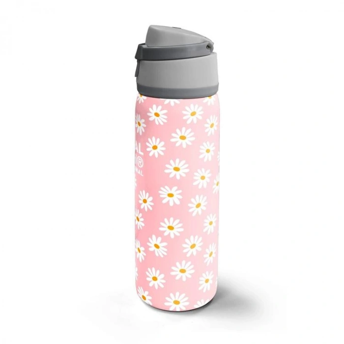 CORAL HIGH 38502 KIDS PEMBE BEYAZ PAPATYA DESENLİ PİPETLİ VE DİREKT İÇİM ÇELİK TERMOS 800ML