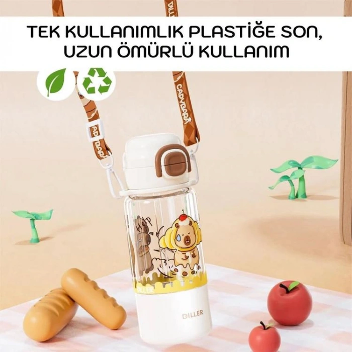 VAGONLİFE DILLER TRITAN MATARA ÇİFT KAPAKLI PİPETLİ/PİPETSİZ KULLANIM D2560 700ML - BROWN