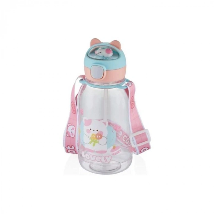 VAGONLIFE VGN2021 KEDİ DESENLİ POLİKARBON MATARA PİPETLİ MATARA 760ML - KARIŞIK RENK (TEKLİ)