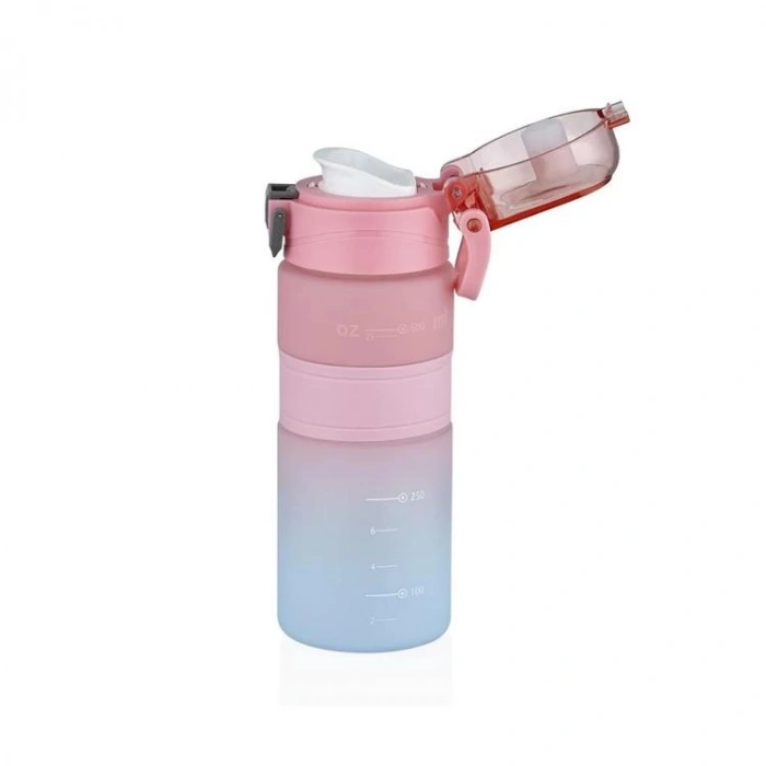 VAGONLIFE VGN2226 MOTİVASYON SOFT TOUCH RENK GEÇİŞLİ POLICARBON MATARA 600ML - PINK