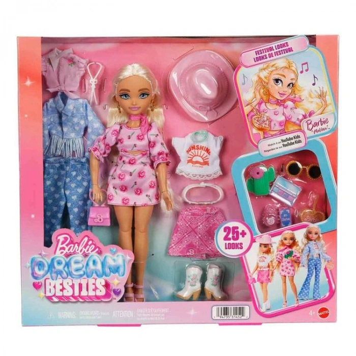 MATTEL JGH87 BARBIE DREAM BESTIES MALİBU FESTİVAL KOMBİNLERİ 4+