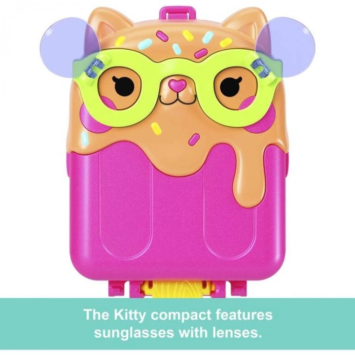 MATTEL JFG56/JCB17 POLLY POCKET MACERALARI MİNİ MİKRO OYUN SETİ GÜNEŞ GÖZLÜKLÜ KEDİ 4+