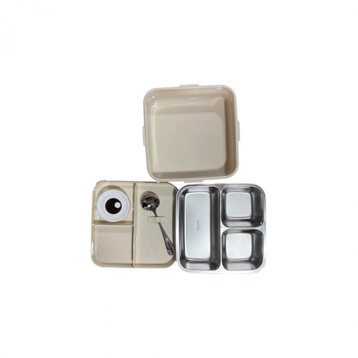 VAGONLİFE BL10082-S PASLANMAZ ÇELİK YEMEK KABI 3 BÖLMELİ LUNCH BOX 1120ML - DİNAZOR YEŞİL