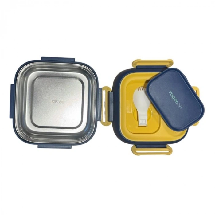 VAGONLIFE BL2107 PASLANMAZ ÇELİK YEMEK KABI - LUNCH BOX TEK BÖLMELİ 500 ML - LACİVERT