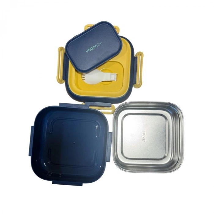 VAGONLIFE BL2107 PASLANMAZ ÇELİK YEMEK KABI - LUNCH BOX TEK BÖLMELİ 500 ML - LACİVERT