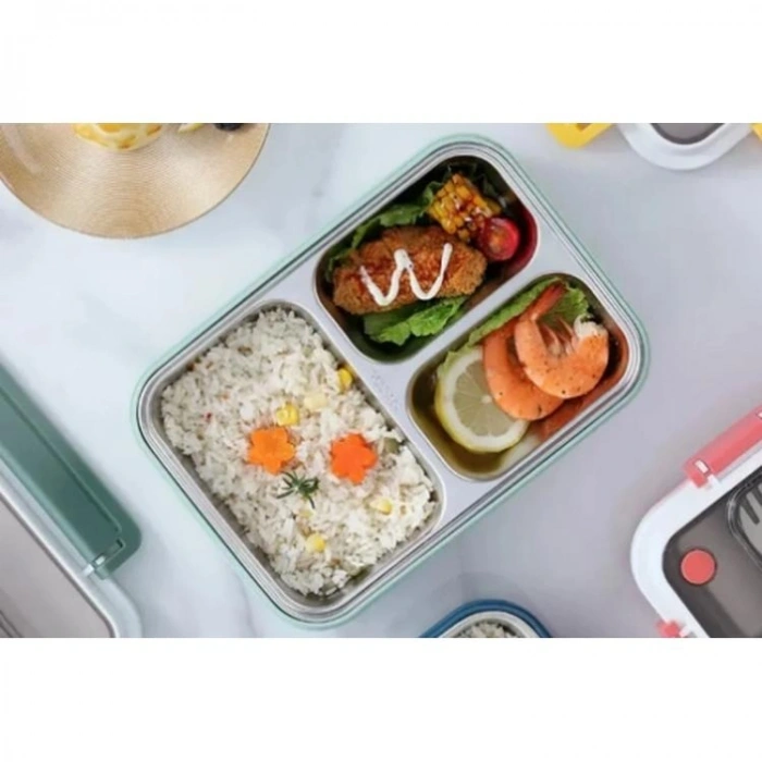 VAGONLİFE PASLANMAZ ÇELİK BÖLMELİ YEMEK KABI 3 BÖLMELİ - LUNCH BOX BL50467 1000 ML - YEŞİL