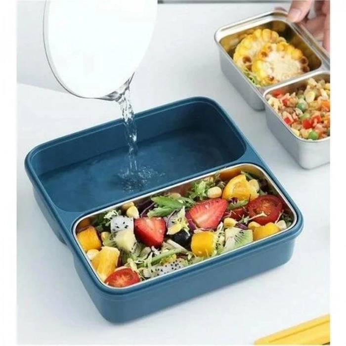 VAGONLİFE PASLANMAZ ÇELİK ÜÇ BÖLMELİ YEMEK KABI 3 BÖLMELİ - LUNCH BOX BL50350-3 950 ML MAVİ
