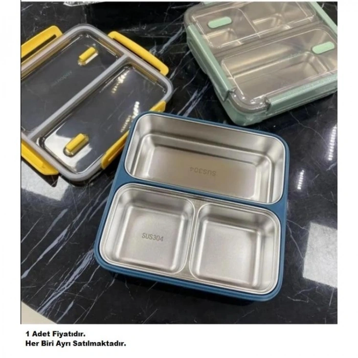 VAGONLİFE PASLANMAZ ÇELİK ÜÇ BÖLMELİ YEMEK KABI 3 BÖLMELİ - LUNCH BOX BL50350-3 950 ML YEŞİL