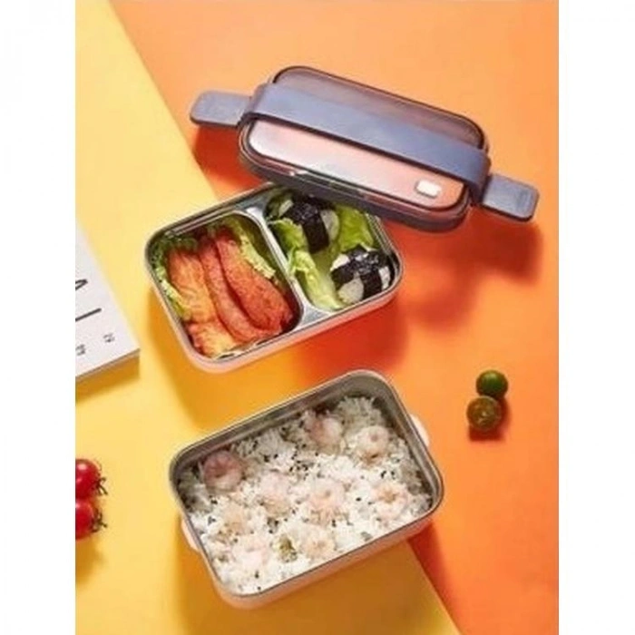 VAGONLIFE BL20183 PASLANMAZ ÇELİK YEMEK KABI - LUNCH BOX 2 KATLI 3 BÖLMELİ 1200 ML PEMBE