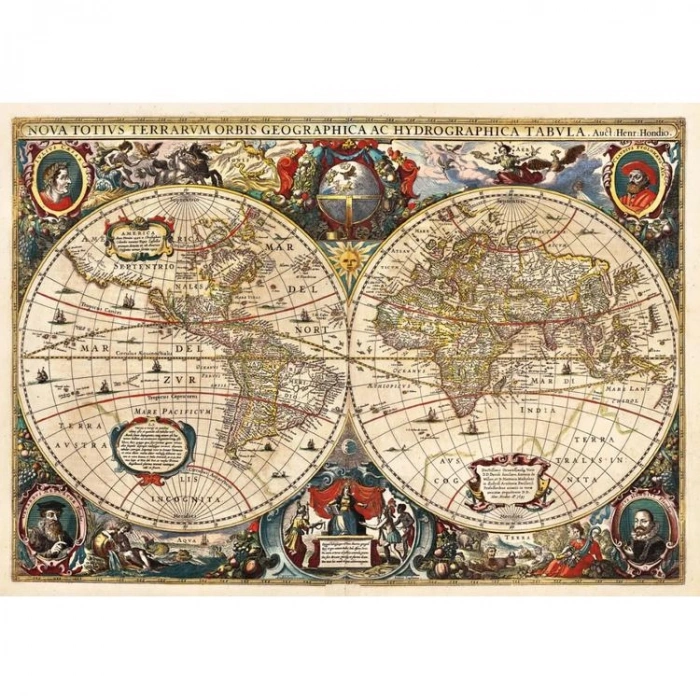 KS GAMES 22529 HENDRIK HONDIUS VINTAGE WORLD MAP 96x68cm YAPBOZ/PUZZLE 2000 PARÇA