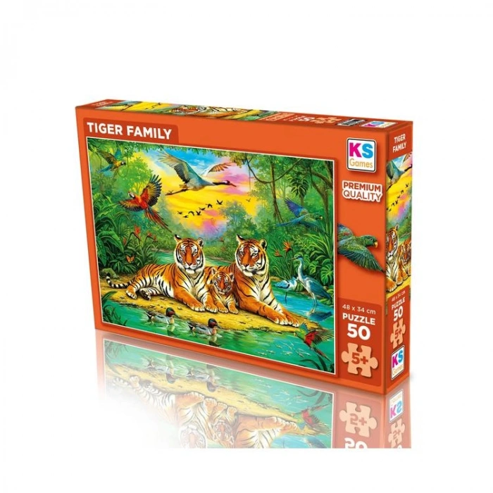 KS GAMES 31756 TIGER FAMILY 34x48cm YAPBOZ/PUZZLE 50 PARÇA