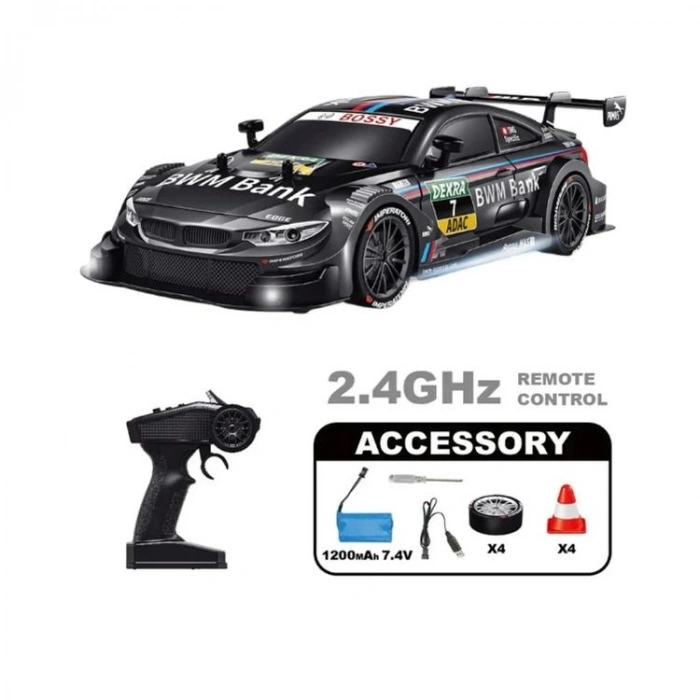 PASİFİK 91601P-1 4WD MODEL RACING CAR1:12 BMW M4  UZAKTAN KUMANDALI 30KM HIZ KUTULU SİYAH  6+