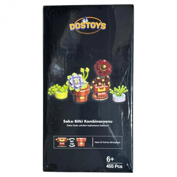 DOSTOYS 114-6 MİNİ ÇİÇEK BLOK OYUNCAK SAKSI BİTKİ KOMBİNASYONU 455 PARÇA 6+