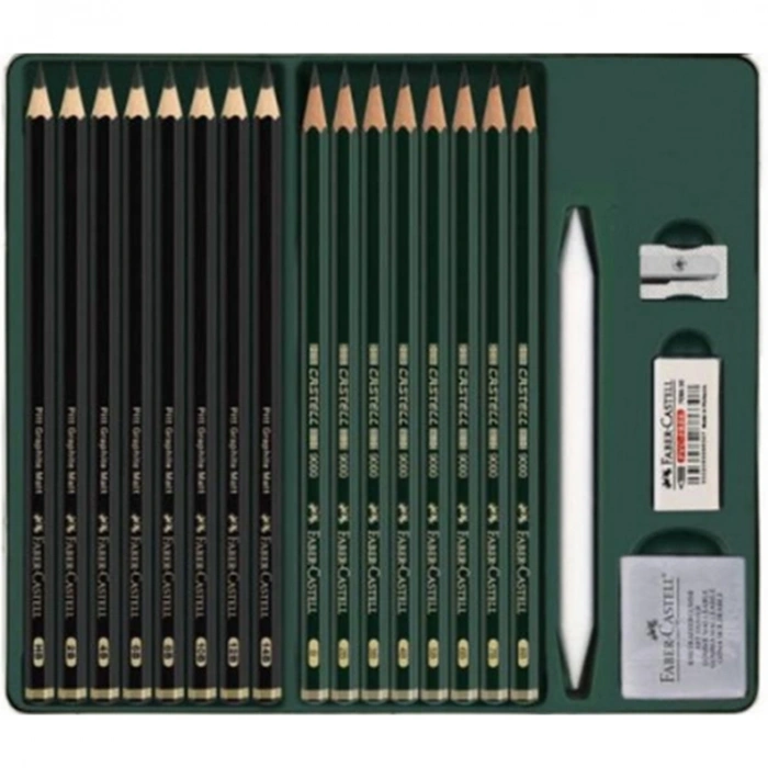 FABER CASTELL 115224 METAL KUTU PITT GRAPHITE MATT DERECELİ KALEM SETİ 20 PARÇA