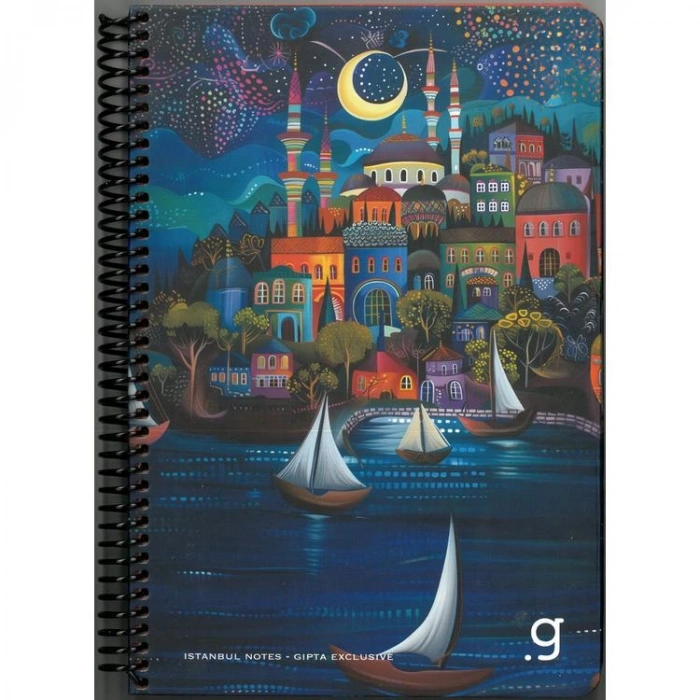 GIPTA İSTANBUL NOTES SPİRALLİ SERT KAPAK 17x24 80 YP. KARELİ DEFTER - 7336 (TEKLİ)
