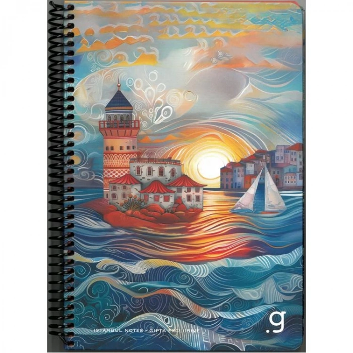 GIPTA İSTANBUL NOTES SPİRALLİ SERT KAPAK 17x24 80 YP. KARELİ DEFTER - 7336 (TEKLİ)