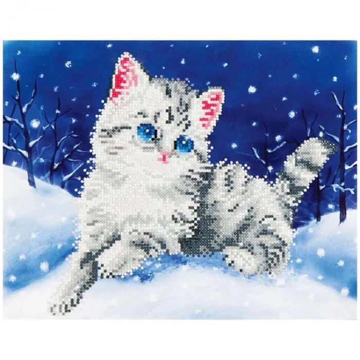 DIAMOND DOTZ DD5.006 KITTEN IN THE SNOW 27,9x35,5 cm BONCUK TABLO KİTİ