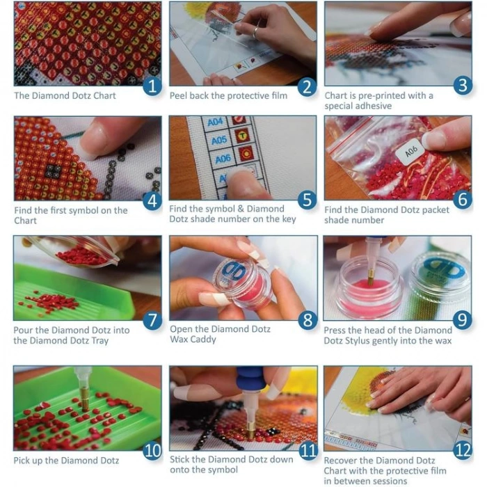 DIAMOND DOTZ SD3.405 TEATIME POPPIES 32x32 cm BONCUK TABLO KİTİ